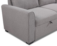 Carter 2-Piece Right-Facing Linen-Look Fabric Sleeper Sectional with Storage Chaise - Solis Grey | Sofa-lit sectionnel de droite Carter 2 pièces en tissu d’apparence lin avec fauteuil long de rangement - gris Solis