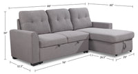 Carter 2-Piece Right-Facing Linen-Look Fabric Sleeper Sectional with Storage Chaise - Solis Grey | Sofa-lit sectionnel de droite Carter 2 pièces en tissu d’apparence lin avec fauteuil long de rangement - gris Solis