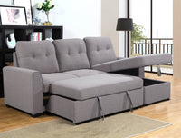 Carter 2-Piece Right-Facing Linen-Look Fabric Sleeper Sectional with Storage Chaise - Solis Grey | Sofa-lit sectionnel de droite Carter 2 pièces en tissu d’apparence lin avec fauteuil long de rangement - gris Solis