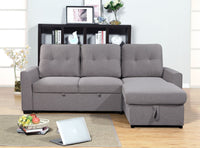 Carter 2-Piece Right-Facing Linen-Look Fabric Sleeper Sectional with Storage Chaise - Solis Grey | Sofa-lit sectionnel de droite Carter 2 pièces en tissu d’apparence lin avec fauteuil long de rangement - gris Solis