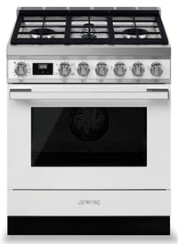 Smeg Portofino 3.6 Cu. Ft. Gas Range - CPF30UGGWH|Cuisinière à gaz Smeg Portofino de 3,6 pi3 - CPF30UGGWH