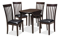 Hammis 5-Piece Dining Package - Contemporary style Dining Room Set in Dark Brown Birch Solids and Veneers