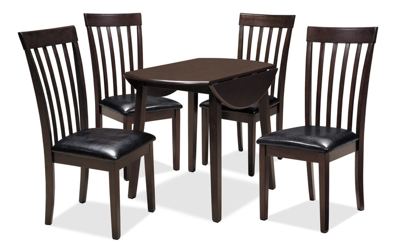 Hammis 5-Piece Dining Package - Contemporary style Dining Room Set in Dark Brown Birch Solids and Veneers