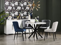 Lexi Dining Chair with Velvet-Look Fabric, Metal - Taupe | Chaise de salle à manger Lexi en tissu d’apparence velours et en métal - taupe