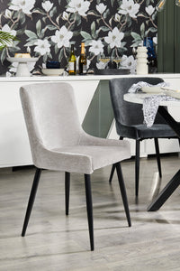 Lexi Dining Chair with Velvet-Look Fabric, Metal - Taupe | Chaise de salle à manger Lexi en tissu d’apparence velours et en métal - taupe