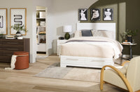 Olivia Platform Storage Bed with Headboard & Frame, Made in Canada, White - Queen Size | Lit plateforme de rangement Olivia fabriqué au Canada avec tête de lit et cadre de lit, blanc - format grand lit