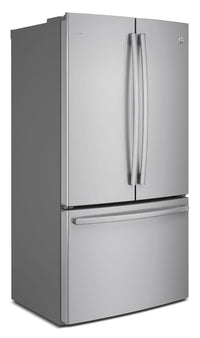 GE 23.1 Cu. Ft. French-Door Refrigerator with Internal Water Dispenser – PWE23KSKSS|Réfrigérateur GE de 23,1 pi³ à portes françaises avec distributeur d'eau interne – PWE23KSKSS|PWE23KSS
