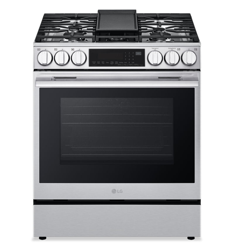 LG 6.3 Cu Ft. Smart Gas Slide-In Range with Air Fry- Fingerprint Resistant Stainless Steel - LSGL6335X | Cuisinière intelligente à gaz encastrée LG de 6,3 pi3 avec friture à air- acier inoxydable résistant aux traces de doigts - LSGL6335X