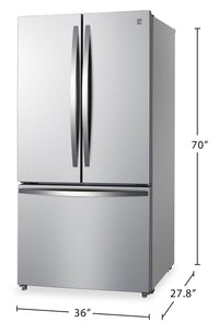 Kenmore 36" 20.3 Cu. Ft French Door Refrigerator – Fingerprint Resistant Stainless Steel - KKFDR36x20.3-SS  | Réfrigérateur Kenmore de 20,3 pi3 et de 36 po à portes françaises - acier inoxydable résistant aux traces de doigts - KKFDR36x20.3-SS