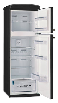 Unique Classic Retro 24" 11 Cu Ft. Top Freezer Refrigerator – Midnight Black - UNQ-310L B TM | Réfrigérateur Classic Rétro d’Unique de 24 po et de 11 pi3 à congélateur supérieur - noir minuit - UNQ-310L B TM