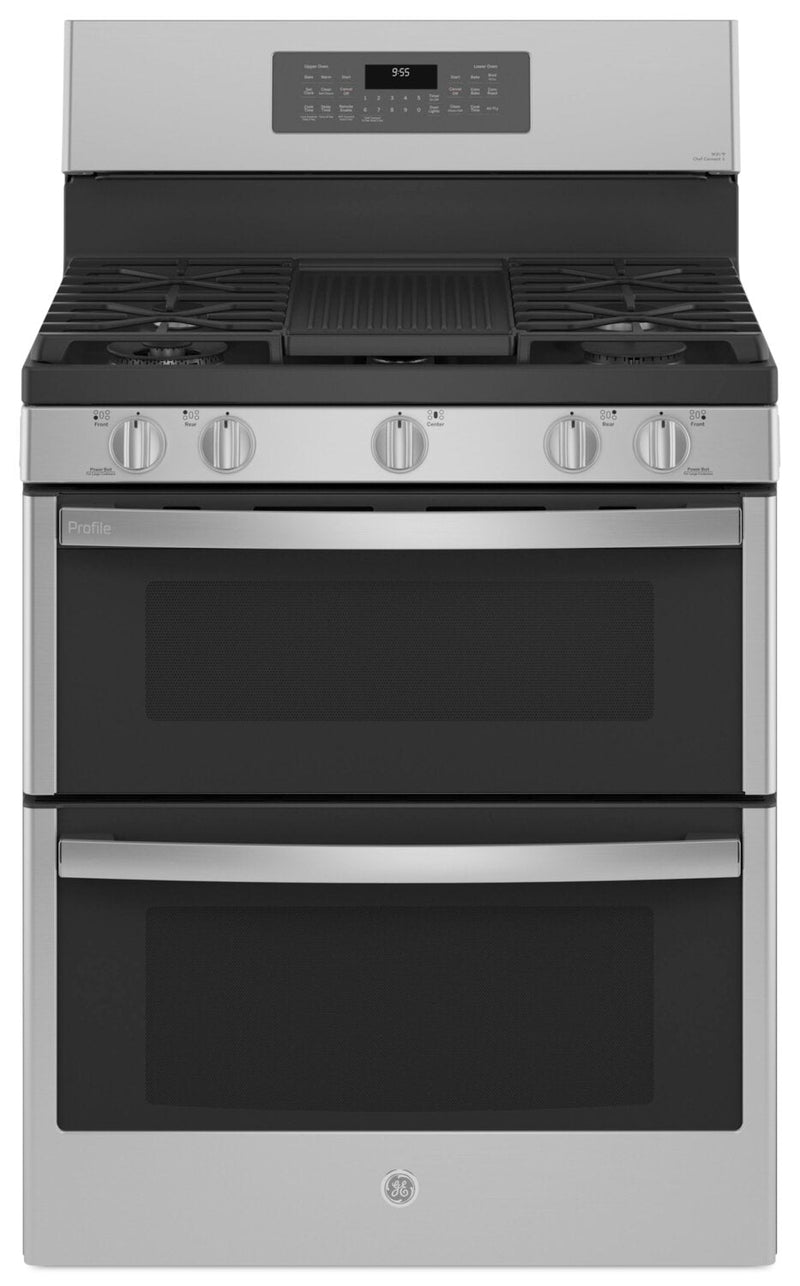 Profile 6.8 Cu. Ft. Double Oven Gas Range with No-Preheat Air Fry - PCGB965YPFS | Cuisinière à gaz à double four Profile de 6,8 pi3 avec friture à air sans préchauffage - PCGB965YPFS | PCGB96FS