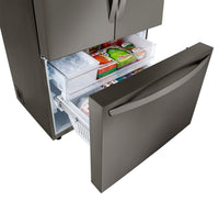 LG 36" 27 Cu. Ft. Counter-Depth French Door Refrigerator - PrintProof™ Black Stainless Steel - LRFLC2706D | Réfrigérateur LG de 36 po et de 27 pi3 de profondeur comptoir à portes françaises - acier inoxydable noir PrintProofMC - LRFLC2706D