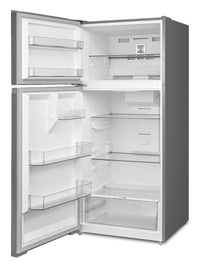 Midea 27.5” 16 Cu. Ft. Top Mount Freezer Refrigerator – Stainless Steel - MRT16D2BST | Réfrigérateur Midea de 16 pi³ et de 27,5 po à congélateur supérieur - acier inoxydable - MRT16D2BST | MRT16D2S