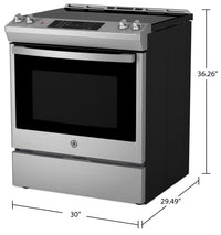 GE 5.2 Cu. Ft. Electric Range with Convection and No-Preheat Air Fry - JCS830SVSS  | Cuisinière électrique GE de 5,2 pi3 à convection avec friture à air sans préchauffage - JCS830SVSS  | JCS830VS