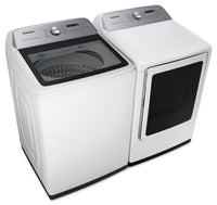 Samsung 6 Cu. Ft. Top-Load Washer and 7.4 Cu. Ft. Electric Dryer with Steam - White | Laveuse à chargement par le haut de 6 pi3 et sécheuse électrique de 7,4 pi3 avec vapeur de Samsung - blanches | SATL5500