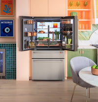 Café 36” 23.2 Cu. Ft. Smart Counter-Depth 4-Door French Door Refrigerator – Stainless Steel - CJE23DP2WS1  | Réfrigérateur 4 portes Café de 23,2 pi3 et de 36 po de profondeur comptoir à portes françaises - acier inoxydable - CJE23DP2WS1
