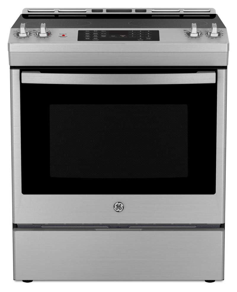 GE 5.2 Cu. Ft. Electric Range with Convection and No-Preheat Air Fry - JCS830SVSS  | Cuisinière électrique GE de 5,2 pi3 à convection avec friture à air sans préchauffage - JCS830SVSS  | JCS830VS