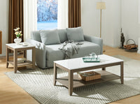 Carlton 47.5” Modern 2-Pack Coffee + End Table with Shelf - Taupe | Ensemble 2 tables modernes Carlton de 47,5 po, table à café et table de bout avec tablette - taupe
