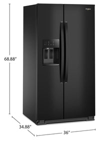 Whirlpool 36" 28.7 Cu. Ft. Side-by-Side Refrigerator – Black - WRSF5536RB | Réfrigérateur Whirlpool de 28,7 pi³ et de 36 po à compartiments juxtaposés - noir - WRSF5536RB | WRSF553