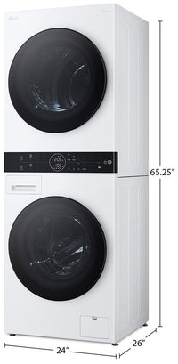 LG WashTower™ with 2.4 Cu. Ft. Washer and 4.2 Cu. Ft. Ventless HeatPump™ Dryer - WKHC152HWA | Tour de lavage WashTower LG avec laveuse 2,4 pi³ et sécheuse avec pompe à chaleur sans ventilation 4,2 pi³ - WKHC152HWA | WKHC152H