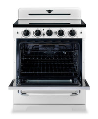 Classic Retro by Unique 30" 3.9 Cu. Ft. Induction Range - Marshmallow White - UNQ-30CR IC W  | Cuisinière à induction Classic Rétro par Unique de 30 po et de 3,9 pi3 - blanc guimauve - UNQ-30CR IC W  | UNQ30ICW