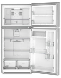 Whirlpool 29.5" 19 Cu. Ft. Top Freezer Refrigerator with Total Coverage Cooling - WRTX7419SZ | Réfrigérateur Whirlpool de 19 pi³ et de 29,5 po à congélateur supérieur avec refroidissement à couverture totale - WRTX7419SZ