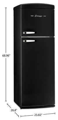 Unique Classic Retro 24" 11 Cu Ft. Top Freezer Refrigerator – Midnight Black - UNQ-310L B TM | Réfrigérateur Classic Rétro d’Unique de 24 po et de 11 pi3 à congélateur supérieur - noir minuit - UNQ-310L B TM