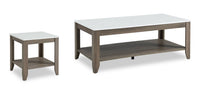 Carlton 47.5” Modern 2-Pack Coffee + End Table with Shelf - Taupe | Ensemble 2 tables modernes Carlton de 47,5 po, table à café et table de bout avec tablette - taupe