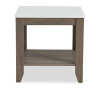 Carlton 47.5” Modern 2-Pack Coffee + End Table with Shelf - Taupe | Ensemble 2 tables modernes Carlton de 47,5 po, table à café et table de bout avec tablette - taupe