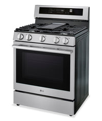 LG 6.3 Cu. Ft. Smart Gas Range with Air Fry – Fingerprint Resistant Stainless Steel - LRGN6325X | Cuisinière intelligente à gaz LG de 6,3 pi3 avec friture à air - acier inoxydable résistant aux traces de doigts - LRGN6325X