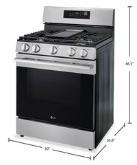 LG 6.3 Cu. Ft. Smart Gas Range with Air Fry - LRGN6323Y | Cuisinière intelligente à gaz LG de 6,3 pi3 avec friture à air - acier inoxydable - LRGN6323Y