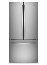 GE 33" 24.7 Cu. Ft. French-Door Refrigerator – Fingerprint Stainless Steel - GNE25JYKFS | Réfrigérateur GE de 24,7 pi3 et de 33 po à portes françaises - acier inoxydable résistant aux traces de doigts - GNE25JYKFS