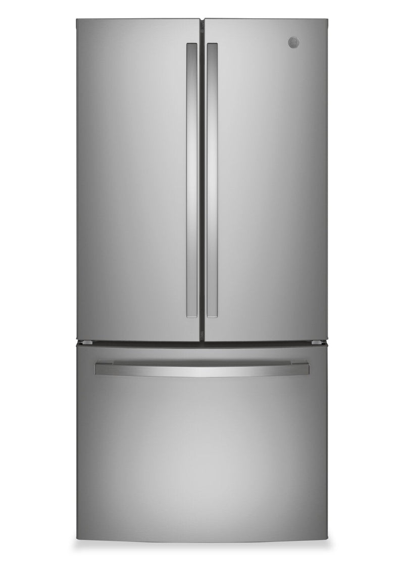 GE 33" 24.7 Cu. Ft. French-Door Refrigerator – Fingerprint Stainless Steel - GNE25JYKFS | Réfrigérateur GE de 24,7 pi3 et de 33 po à portes françaises - acier inoxydable résistant aux traces de doigts - GNE25JYKFS