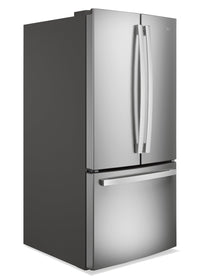 GE 33" 24.7 Cu. Ft. French-Door Refrigerator – Fingerprint Stainless Steel - GNE25JYKFS | Réfrigérateur GE de 24,7 pi3 et de 33 po à portes françaises - acier inoxydable résistant aux traces de doigts - GNE25JYKFS