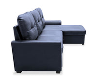 Carter 2-Piece Right-Facing Leather-Look Fabric Sleeper Sectional with Storage Chaise - Black | Sofa-lit sectionnel de droite Carter 2 pièces en tissu d’apparence cuir avec fauteuil long de rangement - noir
