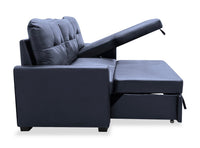 Carter 2-Piece Right-Facing Leather-Look Fabric Sleeper Sectional with Storage Chaise - Black | Sofa-lit sectionnel de droite Carter 2 pièces en tissu d’apparence cuir avec fauteuil long de rangement - noir