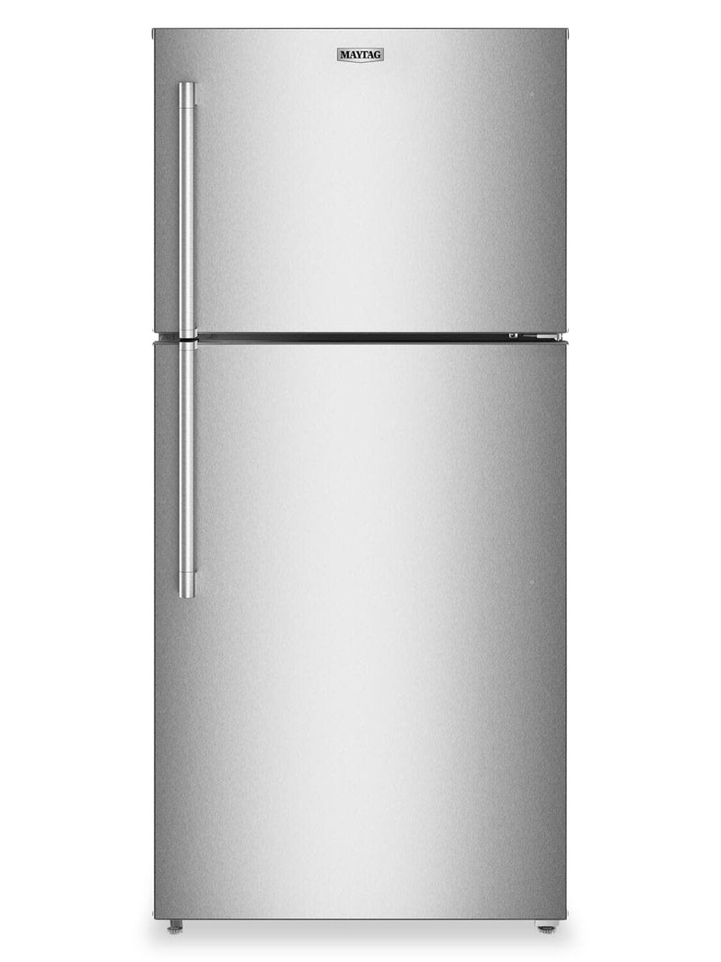Maytag 30" 19 Cu. Ft. Top-Freezer Refrigerator – Fingerprint Resistant Stainless Steel - MRTX5119SZ | Réfrigérateur Maytag de 19 pi3 et de 30 po à congélateur supérieur - acier inoxydable résistant aux traces de doigts - MRTX5119SZ