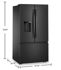 Whirlpool 36" 30 Cu. Ft. French-Door Refrigerator with Ice and Water - Black Stainless Steel - WRFF3536SV | Réfrigérateur Whirlpool de 36 po et de 30 pi3 à portes françaises avec eau et glaçons - acier inoxydable noir - WRFF3536SV | WRFF353V