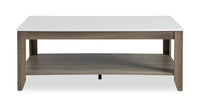 Carlton 47.5” Modern 2-Pack Coffee + End Table with Shelf - Taupe | Ensemble 2 tables modernes Carlton de 47,5 po, table à café et table de bout avec tablette - taupe