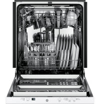GE 24" Built-In Dishwasher with Piranha Hard Food Disposer – White - GDT225SGLWW	 | Lave-vaisselle encastré GE de 24 po avec broyeur d’aliments solides PiranhaMC - blanc - GDT225SGLWW