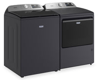 Maytag 6.0 Cu. Ft. Smart Top-Load Washer and 7.4 Cu. Ft. Electric Dryer - Midnight Steel | Laveuse intelligente à chargement par le haut de 6,0 pi³ et sécheuse électrique de 7,4 pi³ de Maytag - acier minuit
