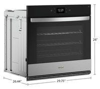Whirlpool 4.3 Cu. Ft. Smart Single Wall Oven with Air Fry - WOES7027PZ | Four mural simple intelligent Whirlpool de 4,3 pi³ avec friture à air - WOES7027PZ | WOES702Z