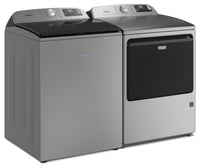 Maytag 6.0 Cu. Ft. Smart Top-Load Washer and 7.4 Cu. Ft. Gas Dryer – Radiant Silver  | Laveuse intelligente à chargement par le haut de 6,0 pi3 et sécheuse à gaz de 7,4 pi3 de Maytag - argenté radieux