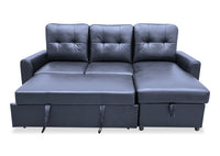 Carter 2-Piece Right-Facing Leather-Look Fabric Sleeper Sectional with Storage Chaise - Black | Sofa-lit sectionnel de droite Carter 2 pièces en tissu d’apparence cuir avec fauteuil long de rangement - noir