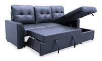 Carter 2-Piece Right-Facing Leather-Look Fabric Sleeper Sectional with Storage Chaise - Black | Sofa-lit sectionnel de droite Carter 2 pièces en tissu d’apparence cuir avec fauteuil long de rangement - noir