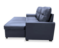 Carter 2-Piece Right-Facing Leather-Look Fabric Sleeper Sectional with Storage Chaise - Black | Sofa-lit sectionnel de droite Carter 2 pièces en tissu d’apparence cuir avec fauteuil long de rangement - noir