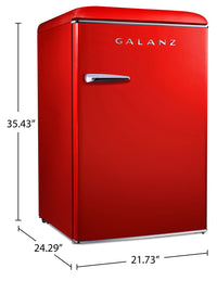 Galanz 4.4 Cu. Ft. Retro Compact Refrigerator - GLR44RDER | Réfrigérateur compact Galanz rétro de 4,4 pi3 - GLR44RDER | GLR44DER