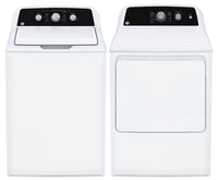 GE 4.4 Cu Ft. Top Load Washer and 6.2 Cu. Ft. Electric Dryer with SaniFresh | Laveuse à chargement par le haut de 4,4 pi3 et sécheuse électrique de 6,2 pi3 de GE avec cycle SaniFresh