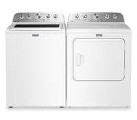 Maytag 5.5 Cu Ft. Top Load Impeller Washer with Pet Pro Option and 7.0 Cu Ft. Gas Dryer – White | Laveuse à chargement par le haut 5,5 pi³ avec turbine et option Animal Pet Pro et sécheuse à gaz 7,0 pi³ de Maytag - blanches