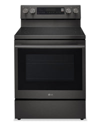 LG 6.3 Cu. Ft. Smart Electric Range with Air Fry - Black Stainless Steel - LREN6325ZE | Cuisinière intelligente électrique LG de 6,3 pi³ avec friture à air - acier inoxydable noir - LREN6325ZE